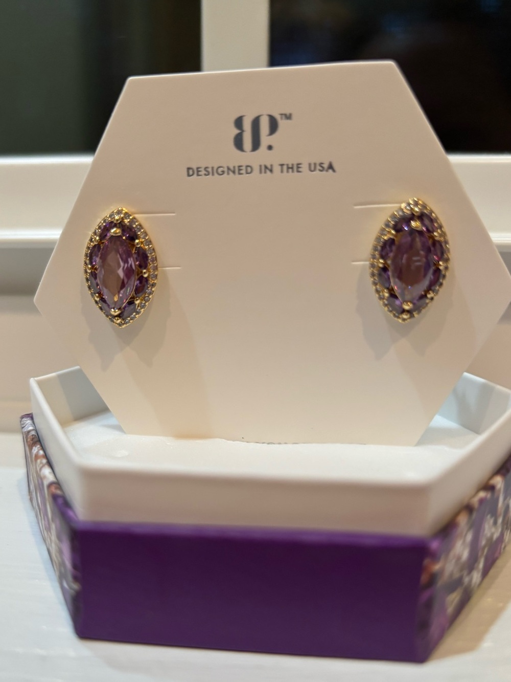 Bomb Party Earrings February 2025 Along The Way Amethyst CZ On Gold ER93006